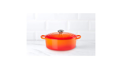 Cocotte en fonte Le Creuset orange volcanique ovale 27 cm