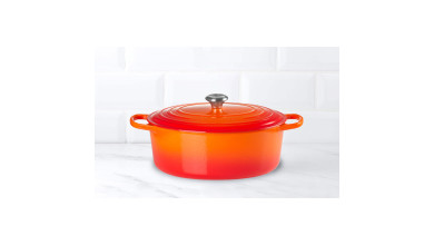 Cocotte en fonte Le Creuset orange volcanique ovale 31 cm