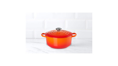 Cocotte en fonte Le Creuset orange volcanique ronde 20 cm