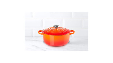 Cocotte en fonte Le Creuset orange volcanique ronde 22 cm