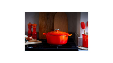 Cocotte en fonte Le Creuset orange volcanique ronde 22 cm
