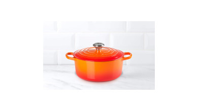 Cocotte en fonte Le Creuset orange volcanique ronde 24 cm