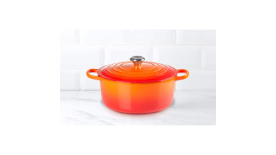Cocotte en fonte Le Creuset orange volcanique ronde 28 cm