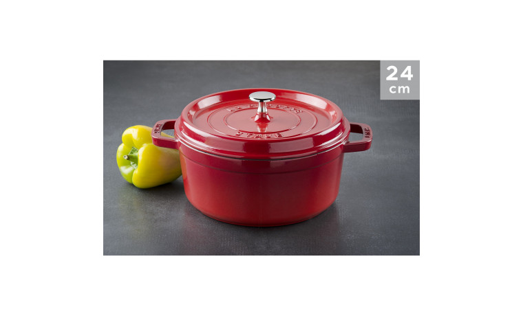 STAUB LA COCOTTE 赤 24cm Cocotte Lys STAUB en fonte 24cm coloris grenadine