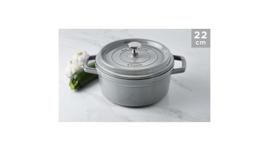 Cocotte Staub Gris graphite ronde 22 cm - La Cocotte