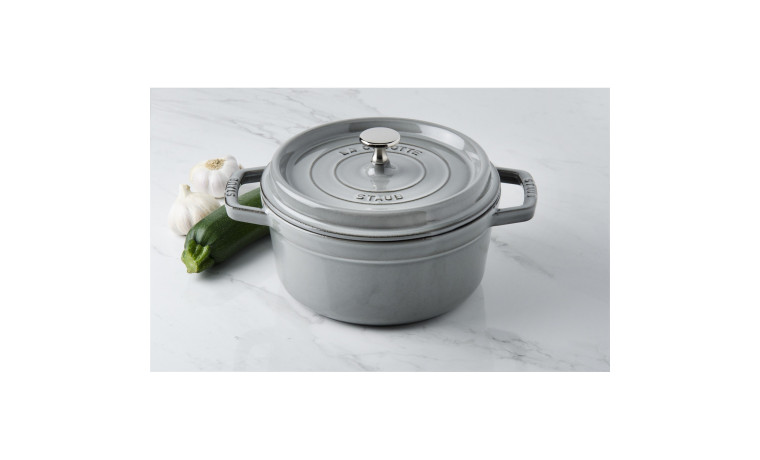 Cocotte Staub Gris graphite ronde 22 cm - La Cocotte