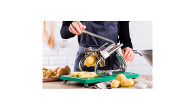 Coupe-frites inox sur planche