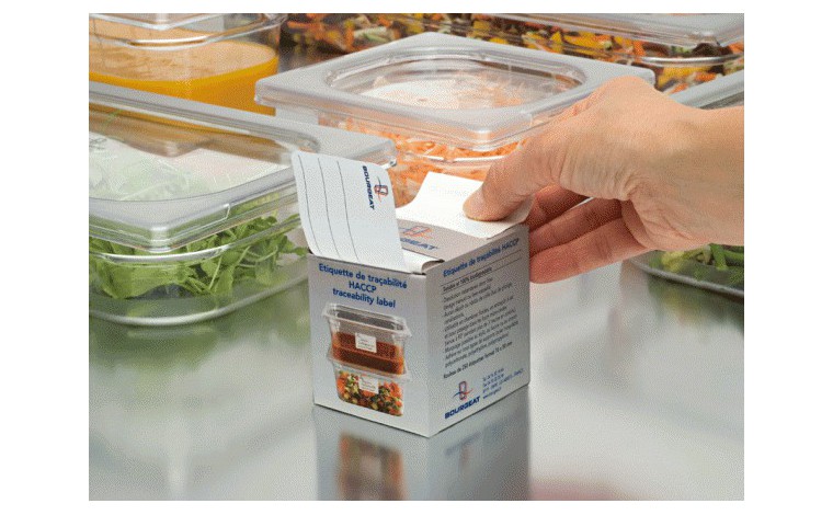 Water-soluble labels for gastronorm bins