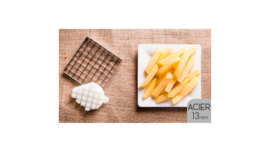Kit couteau acier et poussoir (13x13 mm) pour coupe-frites - Le kit couteau acier et poussoir