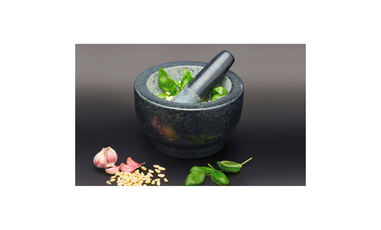 Mortier et pilon premium en granit 20 x 12 cm