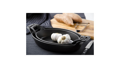 Plat empilable ovale fonte noire 24 cm - Plat empilable