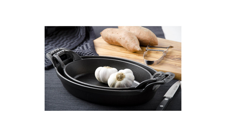 Plat empilable ovale fonte noire 24 cm - Plat empilable