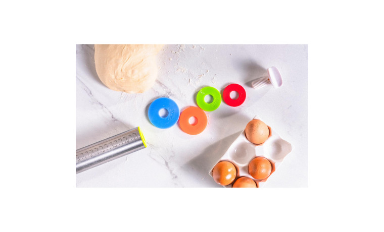 Rouleau à pâtisserie inox 43cm avec épaisseur réglable - Rouleau avec épaisseur réglable