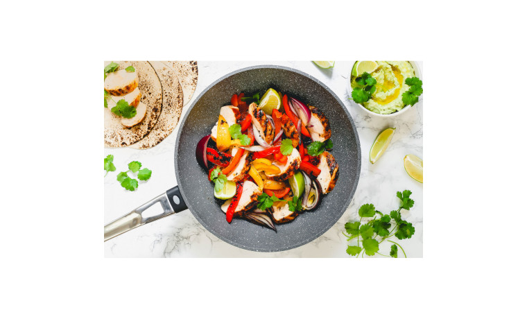 Wok anti-adhésif en fonte d'aluminium 28cm