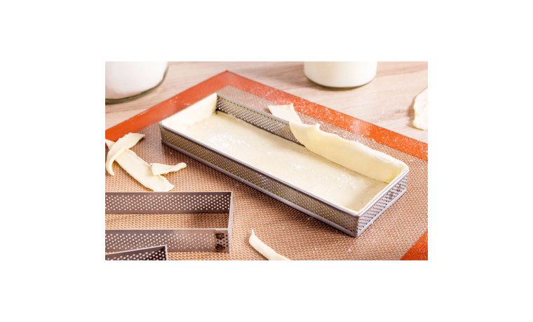 Rectangle à tarte perforé inox