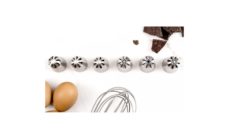 Douilles inox spéciales chantilly (set de 6) - Set de 6 douilles