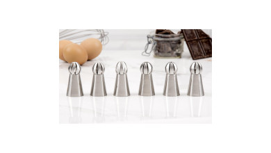 Douilles inox spéciales chantilly (set de 6) - Set de 6 douilles