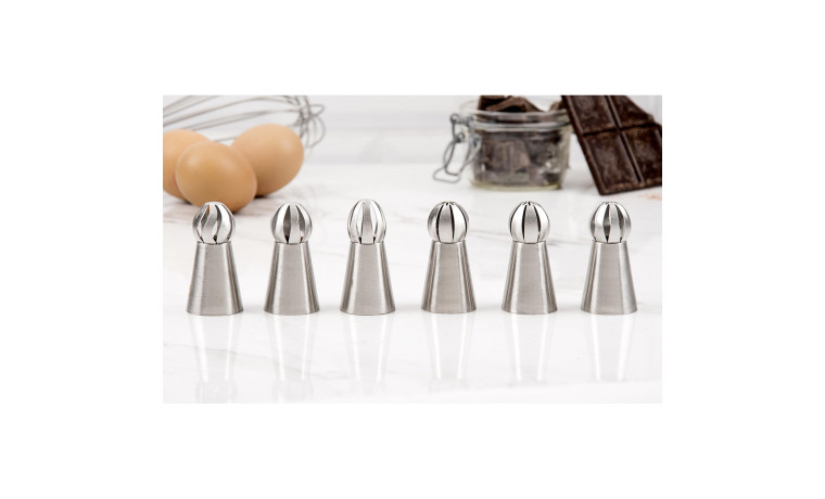 Douilles inox spéciales chantilly (set de 6) - Set de 6 douilles
