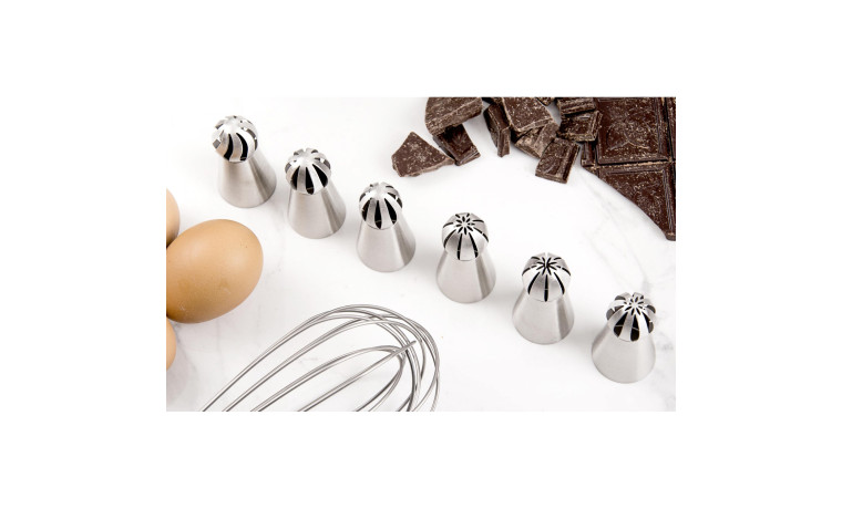 Douilles inox spéciales chantilly (set de 6) - Set de 6 douilles