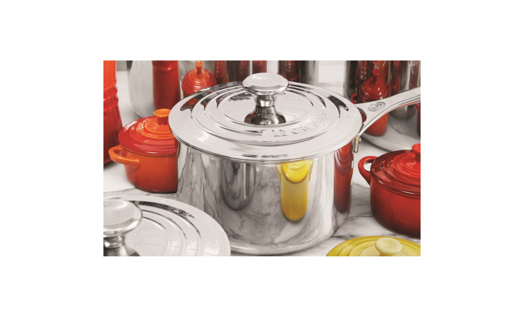 Casserole inox avec couvercle 18 cm Le Creuset Signature