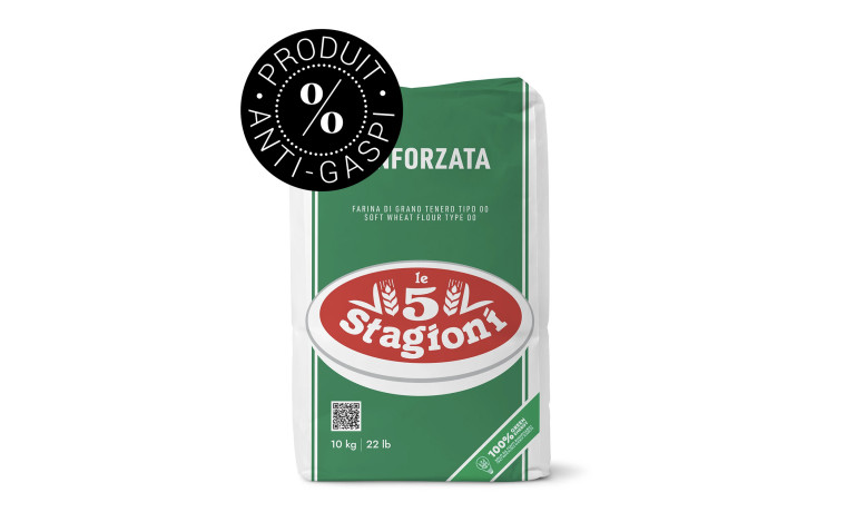 Farine à pizza professionnelle 5 Stagioni Verte type 00 Rinforzato W250 - Offre antigaspi DDM 04/2026 - Sac de 10kg