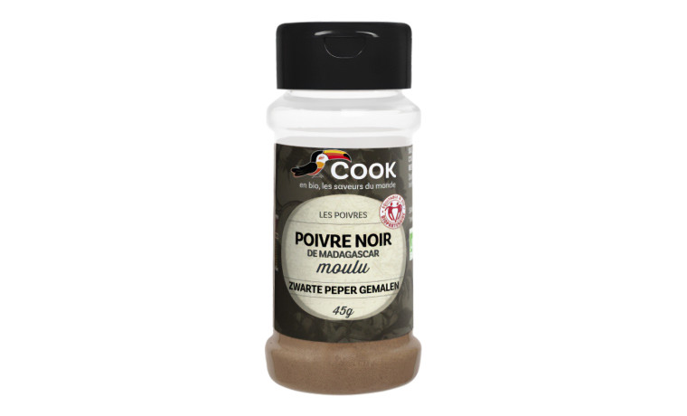 Poivre noir de Madagascar moulu bio et équitable pour la cuisine professionnelle - Sachet de 150g