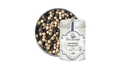 Mélange 3 poivres pour cuisine professionnelle : idéal pour assaisonner viandes, légumes et sauces avec un profil aromatique var