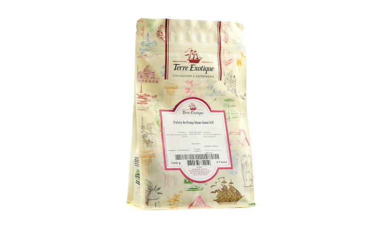 Poivre blanc fumé de Penja (Cameroun) pour cuisine professionnelle - Sachet de 500g