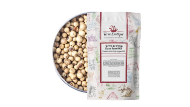 Poivre blanc fumé de Penja (Cameroun) pour cuisine professionnelle - Sachet de 500g