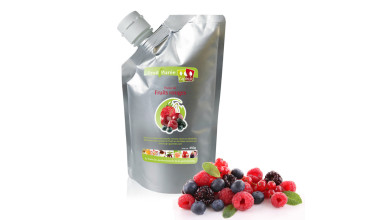 Purée de fruits rouges pour préparations de glace en cuisine professionnelle - Poche 1kg