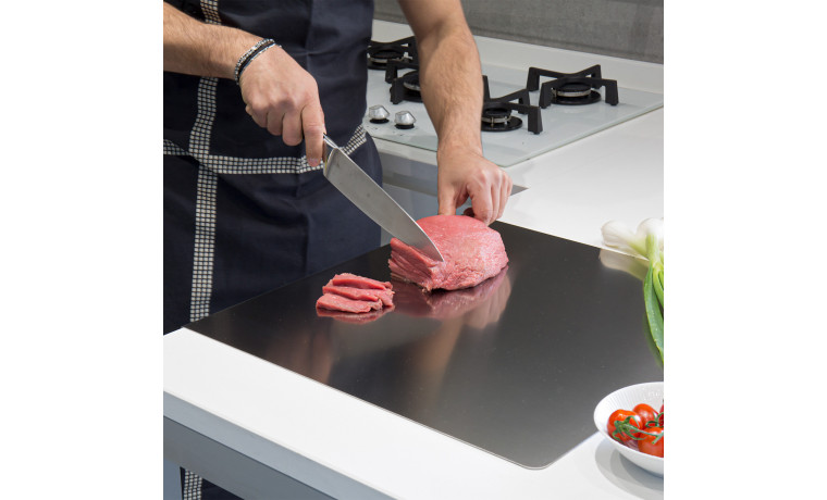 Planche inox professionnelle pour préparation pizza, pain et pâtisserie – 49 x 47 x 2 cm - La planche