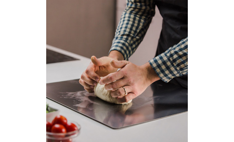 Planche inox professionnelle pour préparation pizza, pain et pâtisserie – 49 x 47 x 2 cm - La planche