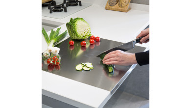 Planche inox professionnelle pour préparation pizza, pain et pâtisserie – 49 x 47 x 2 cm - La planche