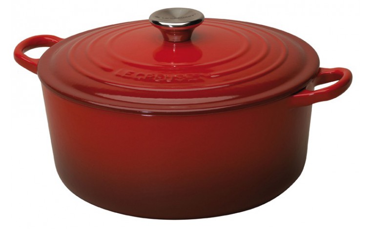 24 cm round cherry cast iron casserole