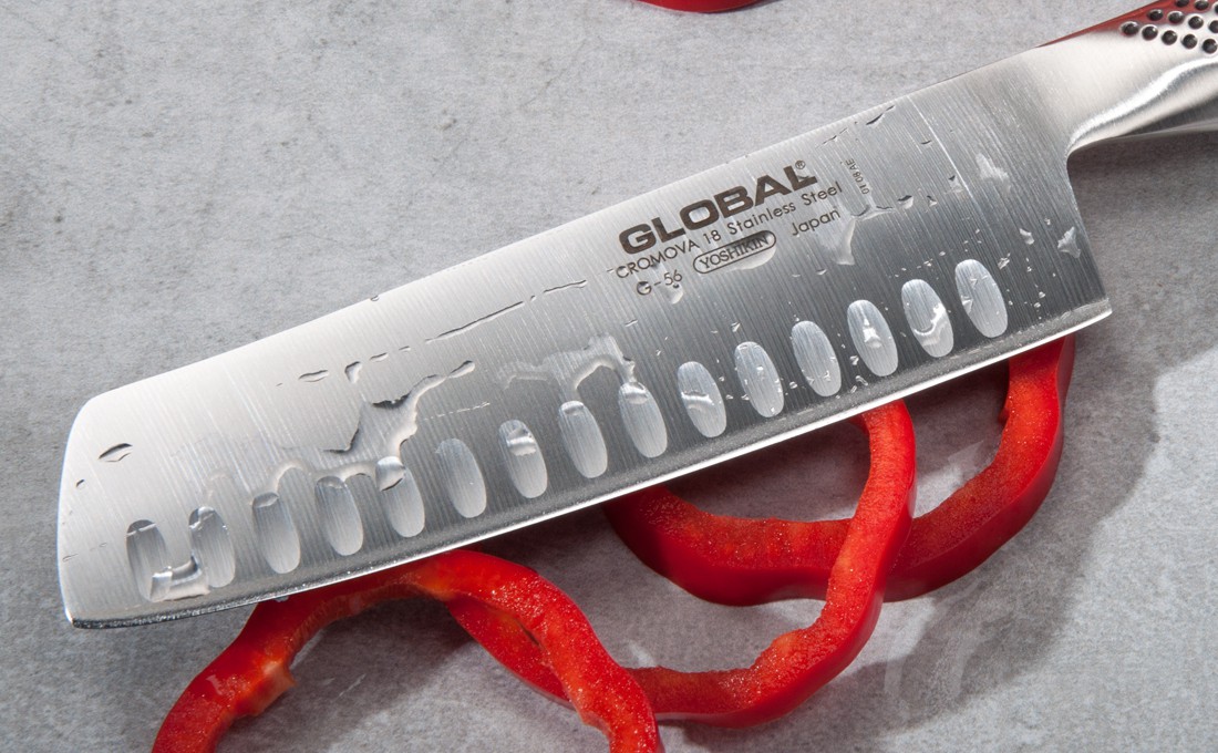 Couteau légumes alvéolé Global 18 cm - Colichef