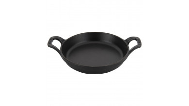 Flat stackable round black cast iron 12 cm