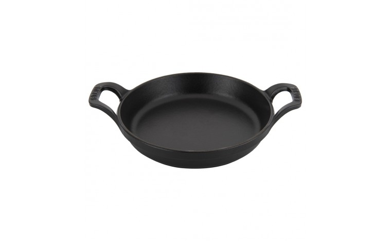 Flat stackable round black cast iron 12 cm