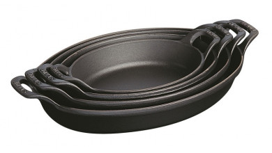 Plat empilable ovale fonte noire 28 cm