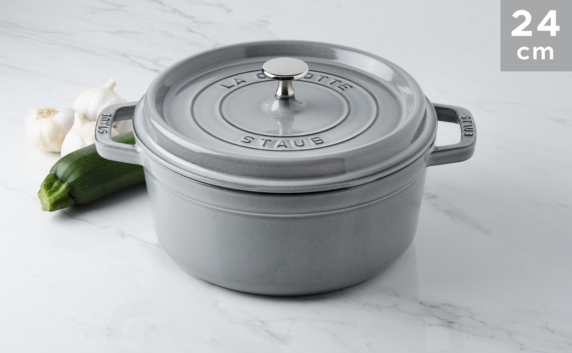 Cocotte Staub Grey round graphite 24 cm