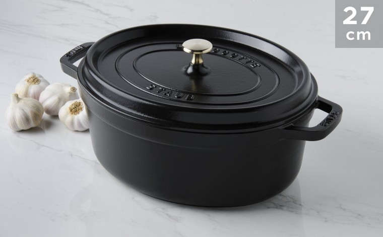 Cocotte oval black cast iron 27 cm