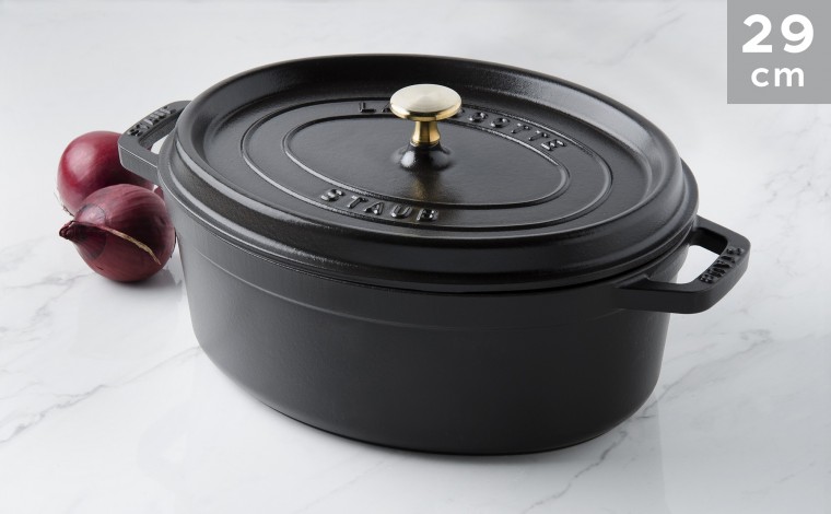 Cocotte oval black cast iron 29 cm