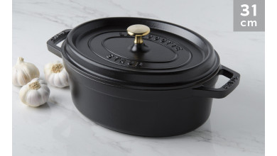 Cocotte oval black cast iron 31 cm