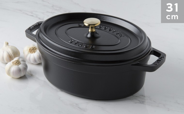 Cocotte oval black cast iron 31 cm