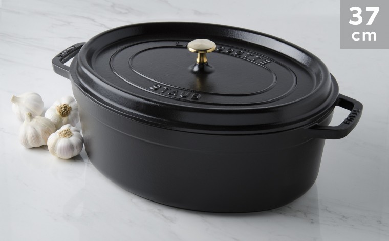 Cocotte oval black cast iron 37 cm