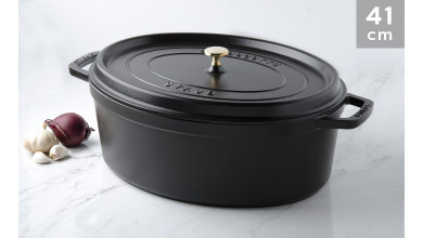 Cocotte oval black cast iron 41 cm