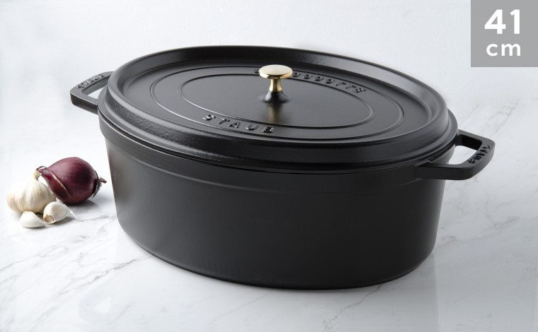 Cocotte oval black cast iron 41 cm