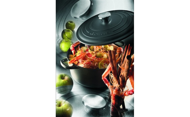 Cocotte Le Creuset en fonte noire ronde 34 cm