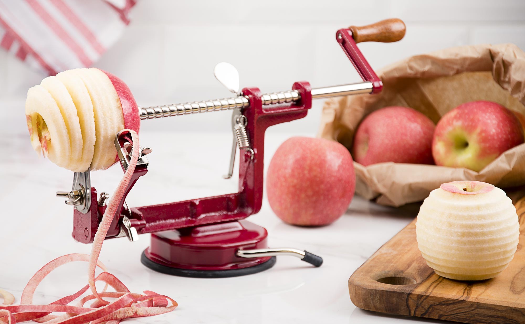 Pèle-pommes Ventouse & Coupe-Pomme Trancheur à 8 Lames,Lames de Coupe en  Acier Inoxydable