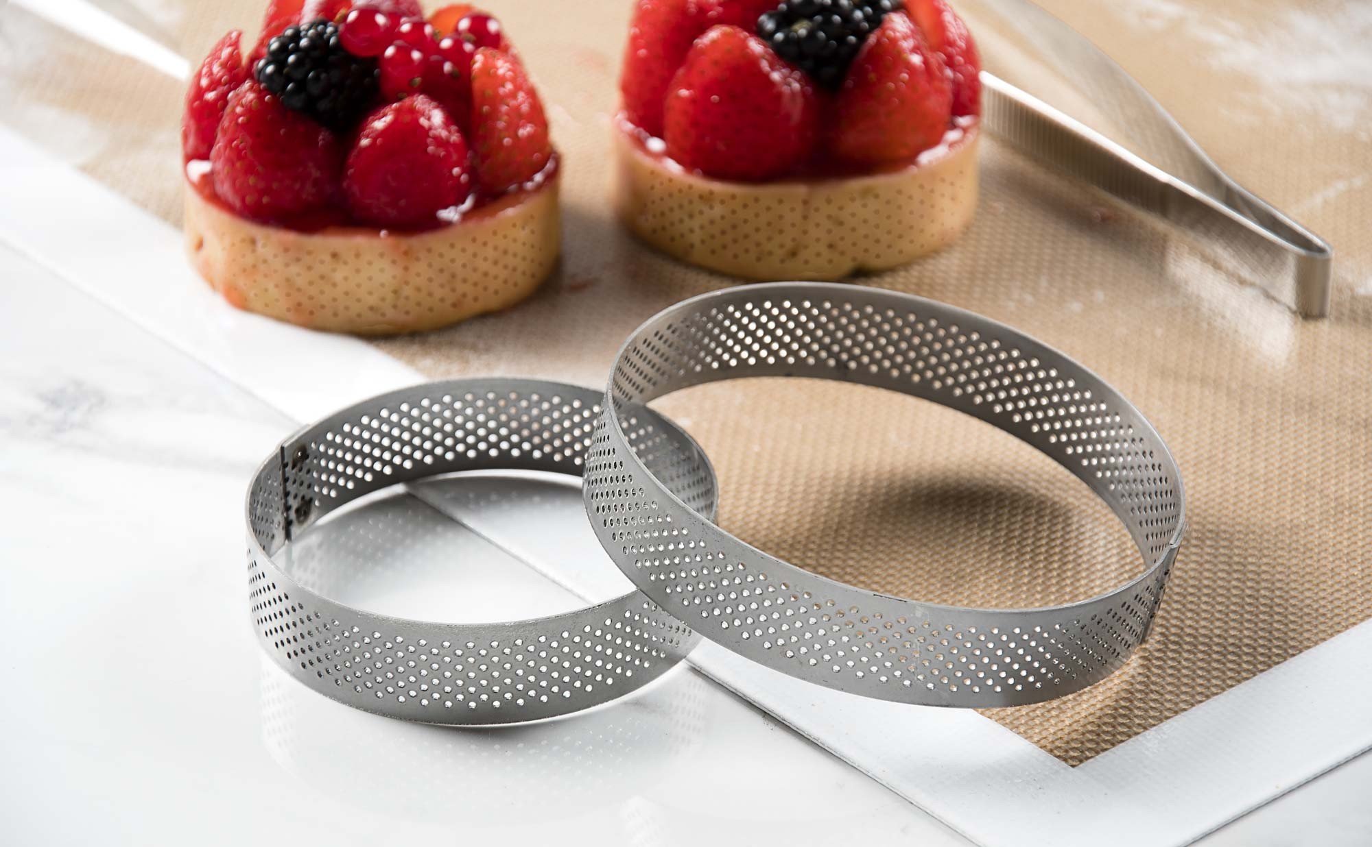 Cercle à Tarte Perforé Inox - Cercles et Cadres à Tarte