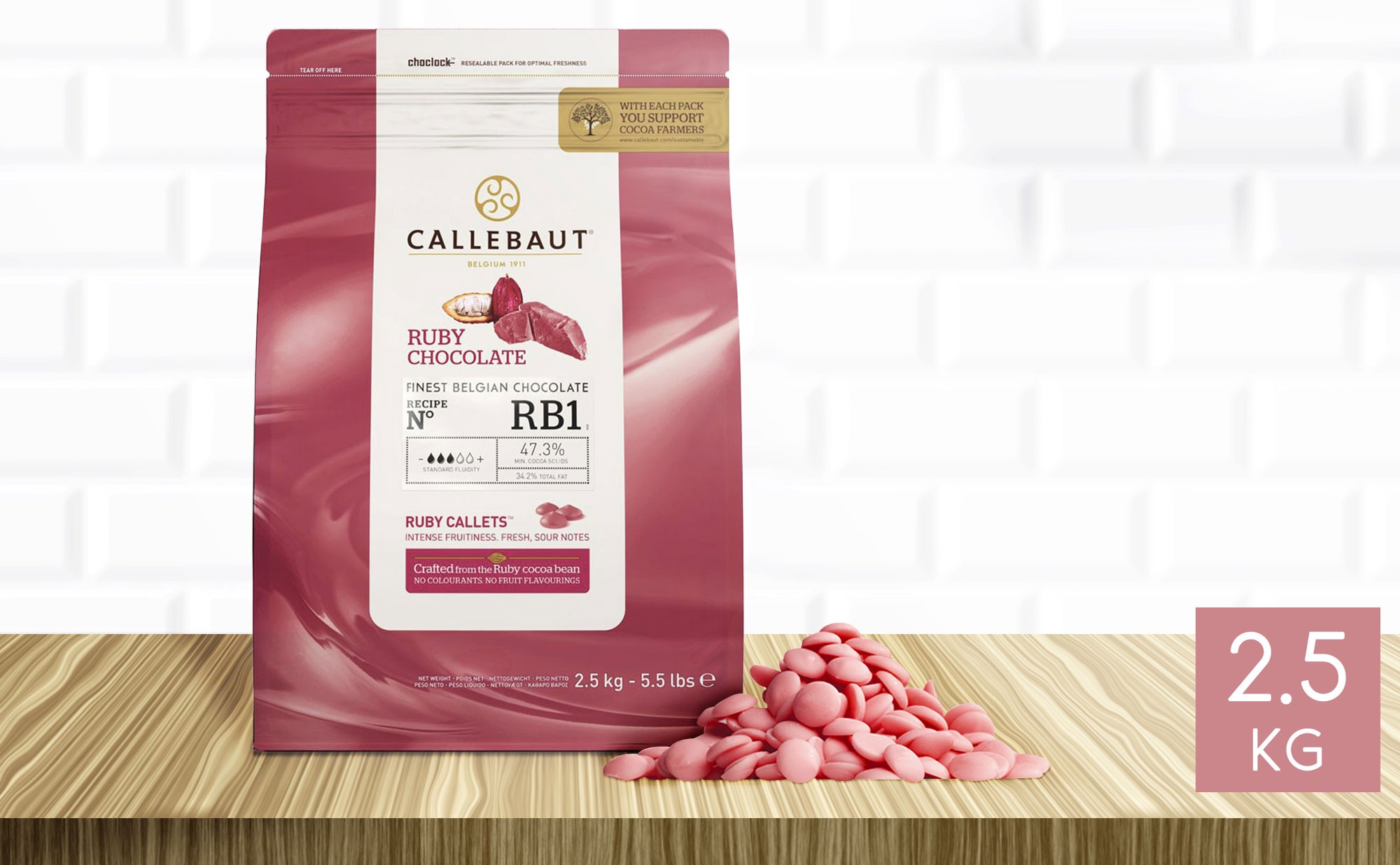 Chocolat Ruby RB1 47% pistoles 2,5 kg - Colichef